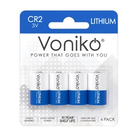 Voniko CR2 3V Lithium Batteries (4-Pack), CR2 3 Volt High Power Lithium-Battery 10 Years Shelf Life – for Video and Photo-Cameras, Equipment-Lighting, and More