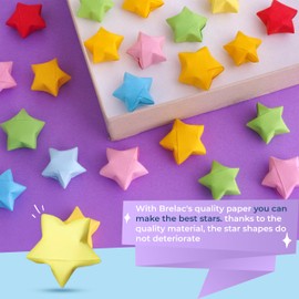 BRELAC 1350 Sheets Star Paper, Origami Paper Stars, 27 Assortment Colored Paper Star Strips, Lucky Star Flower Paper, Star Origami Art Paper, Origami Star Paper Strips, Craft Clover Origami Kit