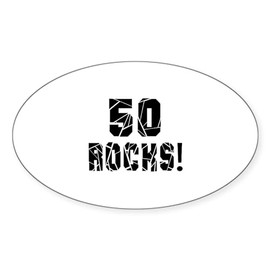 CafePress 50 Rocks Birthday Designs Oval Car Bumper Sticker