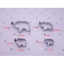 Elephant Cookie Cutter Set of 4 Counts Animal Biscuit Cutter Baby Shower Press Cookie Molds Stainless Steel Metal Fondant Cutter (Elephant Cookie Cutter)