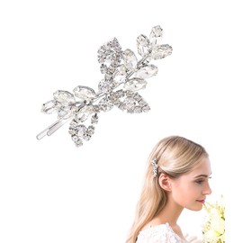 1 Piece Rhinestone Leaf Wedding Hair Clip Bridal Pearl Crystal Silver Rhinestone Hair Clip Elegant Bridal