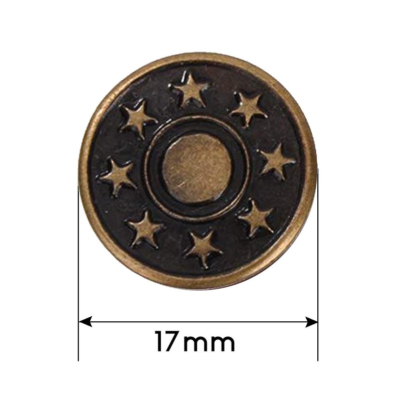 Trimming Shop 8 x Jeans Stud Buttons 17mm Wide Bronze