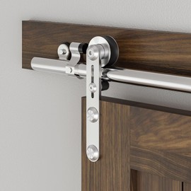 CCJH 6.6FT Stainless Steel Sliding Door Hardware Kit Heavy Duty and Smoothly Wooden Barn Door Kit fit for 39.6" Wide Single Door, I Shaped