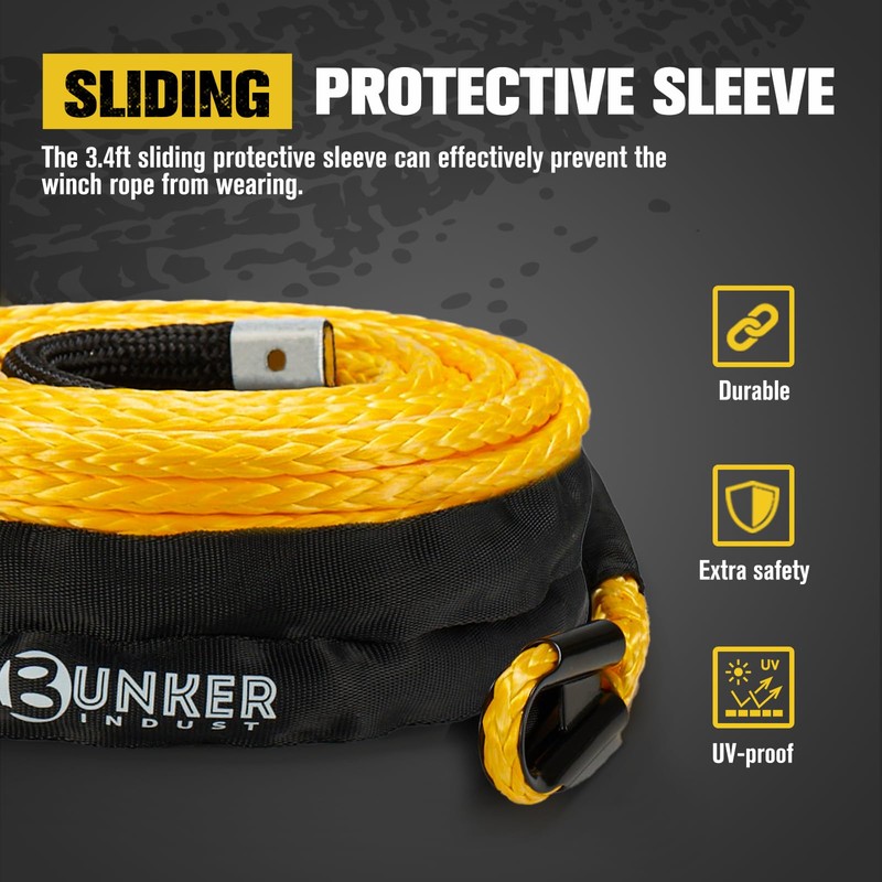 BUNKER INDUST 1/4" x 50' Synthetic Winch Rope,9500LBS ATV UTV