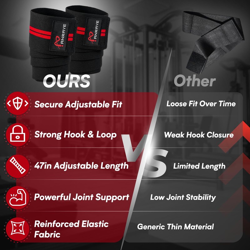 Anraye Elbow Wraps for Weightlifting - 47" Adjustable Compression Straps