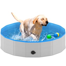 Niubya Portable Dog Pool, Foldable Pet Swimming Tub, Anti-Slip Collapsible Pet Bathtub, Hard Plastic Bath Pool for Pets Dogs and Cats, 40 x 12 Inches