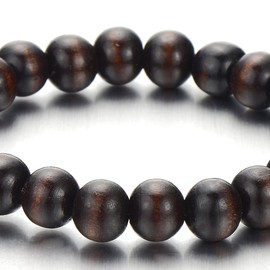 Mens Womens 10mm Wood Beads Bracelet, Dark Brown(CA)
