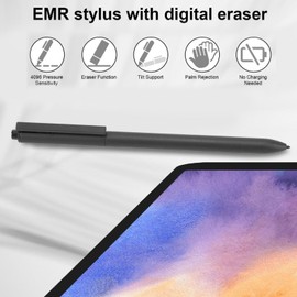 EMR Stylus Replacement with Digital Eraser and 6 Tips, 4096 Pressure Levels, Palm Rejection, Tilt Support, for Remarkable 2 1 for Galaxy Tab Book