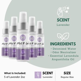 Mist N’ Go by Omaze Travel Bathroom Spray for Toilet Spray Odor Eliminator - Travel Toilet Spray for Bathroom Air Freshener Spray for Bathroom Deodorizer - Lavender Regular Size (2oz x5)