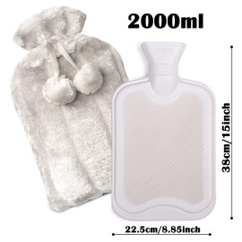 Bymivofun Hot Water Bag, 2L Lint Hot Water Bottle, Hot Water Bottle, for Christmas, Winter Warm (Pink)