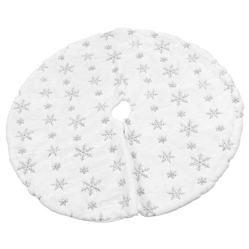 35.4in Christmas Tree Skirt Round Shape Soft Comfortable White Christmas