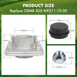 2 Pack Aluminum Golf Cart Front Wheel Hub Assembly, Fit for Yamaha G2/ G8/ G9/ G14/ G16/ G19/ G22/ G29/ Drive Gas Electric Golf carts, Replace OEM# JG5-WF511-10-00