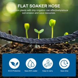 Naicet Flat Soaker Hose 15FT Lightweight and Flexible Irrigation Solution for Garden Beds, Flower Beds, and Lawns (15FT)