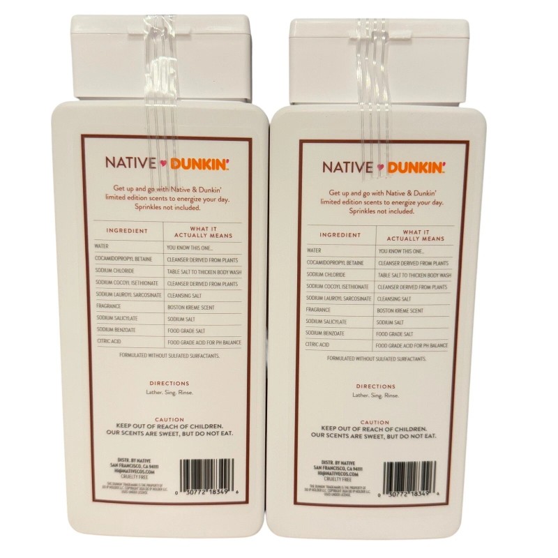 Native DUNKIN Donuts Boston Kreme Body Wash 18 fl oz