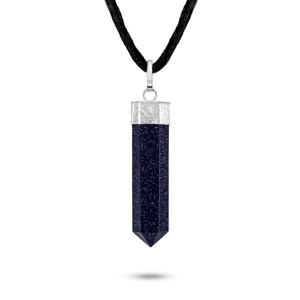 Blue Goldstone Healing Crystal Necklace - Ambition, Positivity & Abundance Stone. Attracts Success