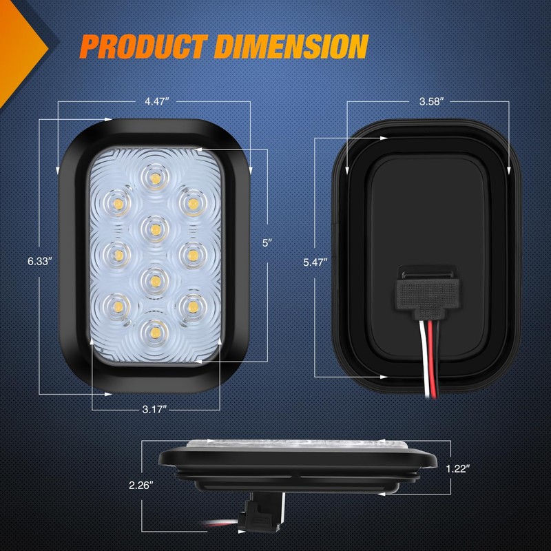 Nilight 5” X 3” Rectangular Trailer Tail Light 2 PCS