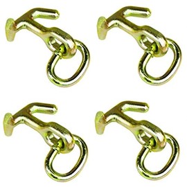 Qty. 4, Secure Tow FCHG7-L (x4) G70 Hammerhead/Combination Hook on Chain Link, Combination T & Mini J Hook for Tow Truck, Wrecker, Car Hauler, Carrier, Rollback, 11-7H-L (x4)