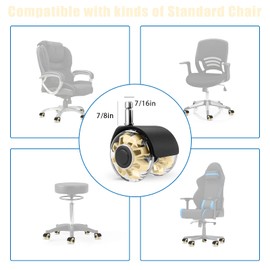 Office Chair Caster Wheels (Set of 5),Heavy-Duty Chair Wheels Support 2200lbs,Mute Rubber Chair Casters for Hardwood Floors and Carpet,2 Inch Universal Fit (Yellow)