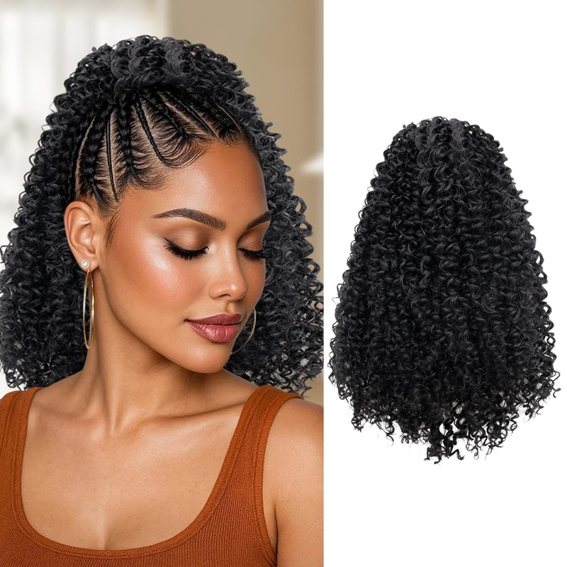 Drawstring Ponytail Extension 12Inch Short Kinky Curly Ponytail for Women
