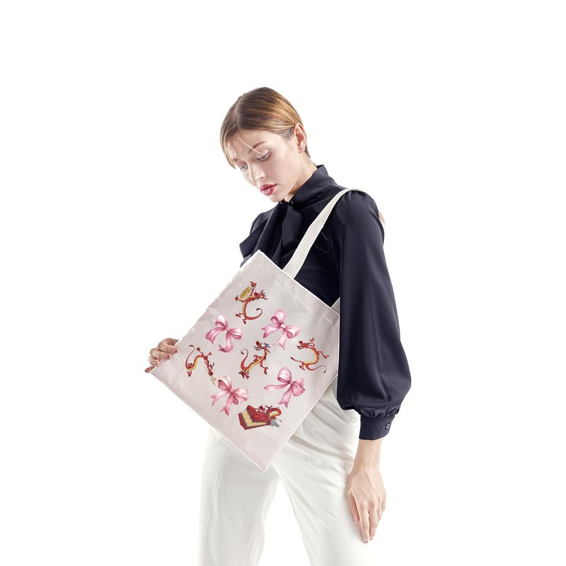 Mulan Mushu Bowknot Tote Bag Mushu Dragon Coquette Reusable Shopping