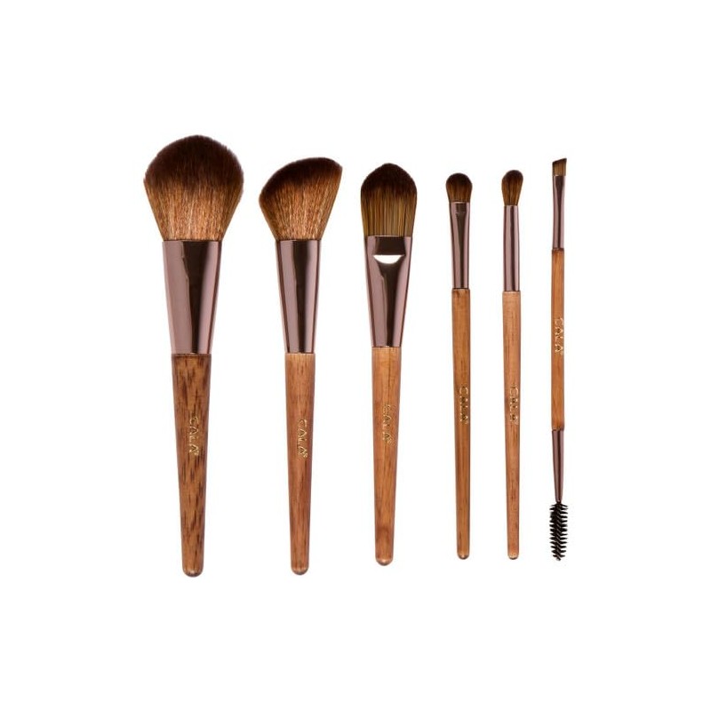 CALA - brochas de bamboo oscuro para maquillaje de ojos