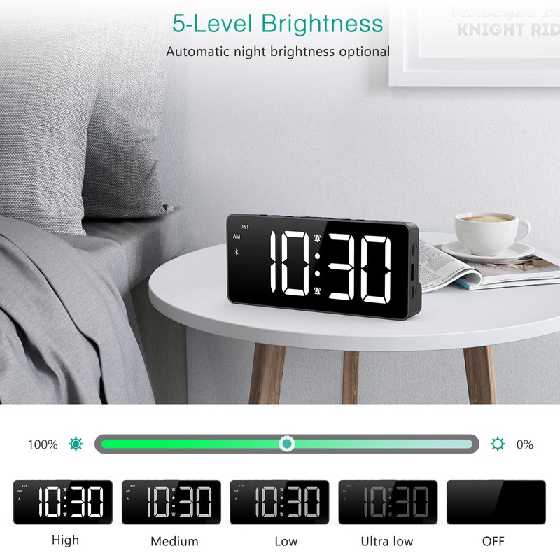 ORIA Digital Alarm Clock, LED Bedroom Clock with Bluetooth Sync