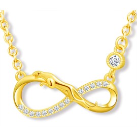 MicLee Women's Necklace 925 Sterling Silver Cubic Zirconia Allergen-Free Leopard Infinity Sign Pendant Chain with Gift Bag Super Gift for Mother Girlfriend, Silver, Cubic Zirconia