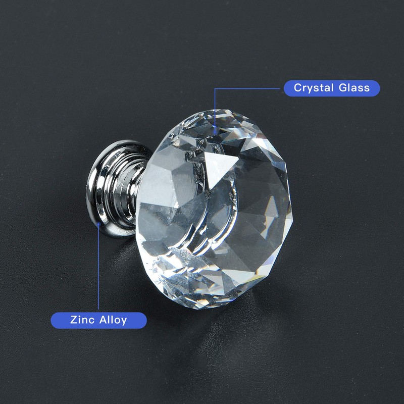 Milkary 30 pcs Crystal Drawer Knobs, Crystal Glass Dresser Knobs