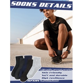 Fourluoo 15 Pairs Thin Summer Socks for Men Athletic Crew Breathable Soft Classic Plain Colors Men Ankle High Socks Bulk Size 7-11