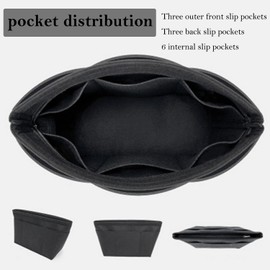 Organizer Insert for Longchamp, Purse Insert Organizer, Waterproof DupontPaper Bag Insert Organizer for Tote Bag (Black, Small)