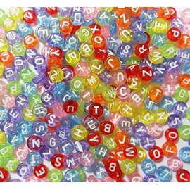 600 Pieces Acrylic Round Letter Beads Set Initial Alphabet Beads Letter Beads for Threading for DIY Friendship Bracelet Jewellery Making (Transparent Colourful)