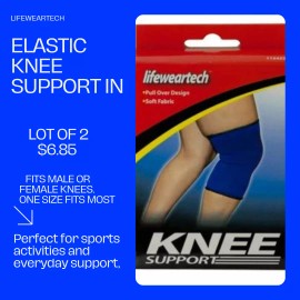 Lifeweartech Elastic Sleeve Knee Support Brace (Pull Over) - Set of 2 - Unisex Blue