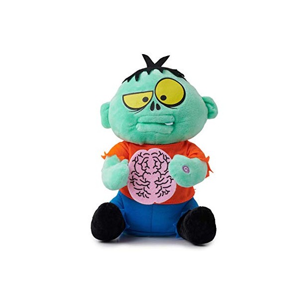 Gemmy Plush Stuffed Animated Monster Munching on Brain Zombie Halloween Decor