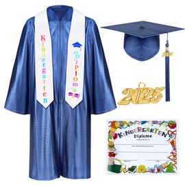 Mukum - Juego de gorra y bata de graduación de jardín de infantes con borla 2023 2024 encantos de graduación, estolas para niños preescolares, Azul, 33