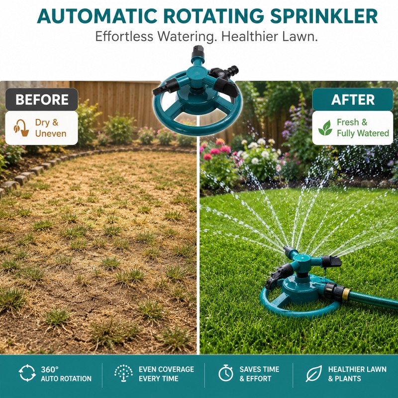 360° Rotating Garden Sprinkler for Lawn Watering – Automatic Water