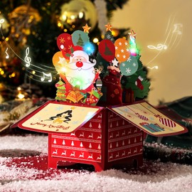 Joyoldelf 3D Christmas Cards - Musical Christmas Cards with Envelope, Merry Christmas Pop Up Christmas Card, 3D Box Greeting Card, Xmas Cards for Women Men Kids Mom Dad