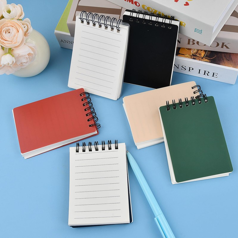 Spiral Notepads, Retro Mini Notepads, A7, 6 Pieces x 80