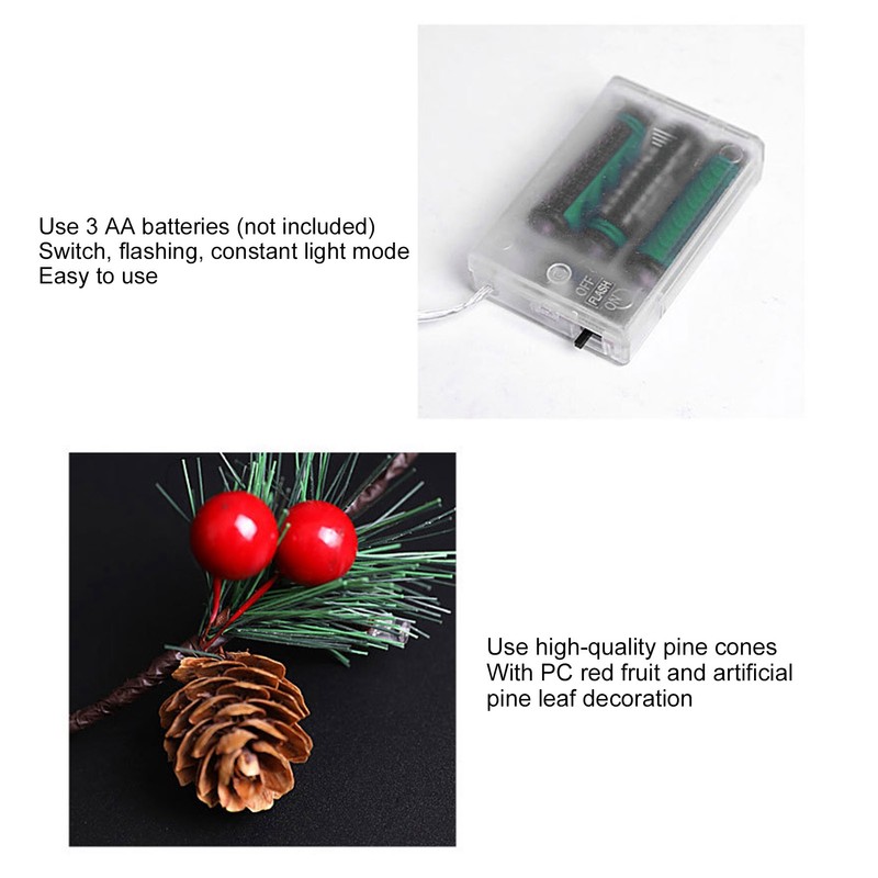 2m 20LED Christmas Pine Cones String Lights for Xmas Wreath