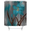 RnnJoile Blue and Brown Shower Curtain Turquoise Lily Teal Flower