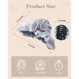 ACECHA 2 Pack Elegant Satin Hair Claw Clips for Women, Silk Cloud Clips for Thin and Thick Hair, Soft Hair Claws for Strong Hold Hair Styling (Black & Grey 00)