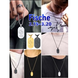 FaithHeart 12 Zodiac Sign Series Necklace Dog Tag / Coin Pendant Stainless Steel Dog Tag with Photo/Text Engraving Men Women Real Jewellery Necklace with Pendant Zodiac Sign Necklace