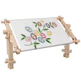 Adjustable Embroidery Stand for Table - Cross Stitch Hoop Stand for Table, Beech Wood Tapestry Scroll Embroidery Frames Holder with 20in * 12in Cross Stitch Hoop