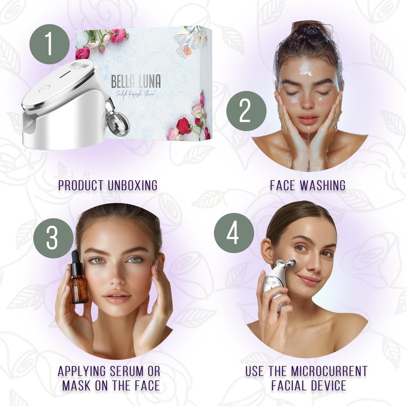 5-in-1 Microcurrent Facial Device for Face Tightening, Lifting & Wrinkle