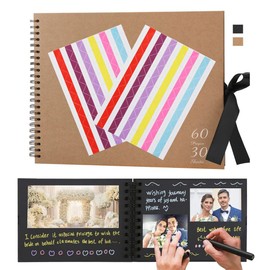 Photo Album Scrapbook - 60 Page 21.5×15cm Brown Kraft Paper DIY Memory Book, Perfect for Writing, Drawing, and Storing Memories (Brown)