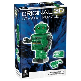 Bepuzzled Green Tin Robot Standard Original 3D Crystal Puzzle, Perfect for Puzzlers Ages 12 and Up, Challenging to Complete and Beautiful to Display, Collect Them All