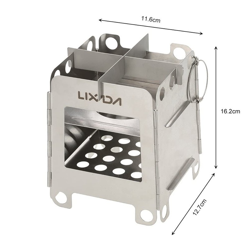 Lixada Lightweight Folding Pocket Wood Burning Stove Portable Stainless Steel