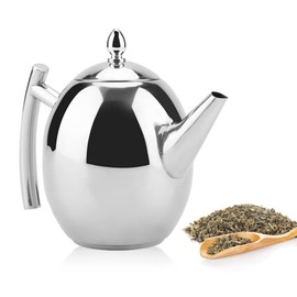 Tetera de Acero Inoxidable Té Café Hervidor de Agua Recipiente con Filtro de Malla Extraíble para Hogar, Restaurante, Cafetería, Hotel, Bar y Restaurante de Té para Contener Agua y Bebidas(1500ML)