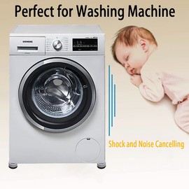 4 Pack Shock and Noise Cancelling Washing Machine Support, Anti Vibration Rubber Washing Machine Feet Pads, Prevent Moving Shaking Walking Washing Machine Stabilizer for Washer Dryer Appliance Grey