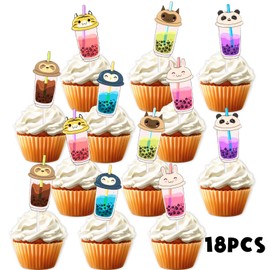 S-Cp-0850Ice Cream Fruit Dessert Cupcake Topper Colorful Glitter Happy Birthday Sensory Pop Game Theme Decor Supplies Baby Shower Boys Girls Birthday Party Decorations