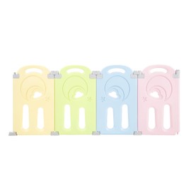 Fortella Cloud Castle Foldable Playpen, Baby Safety Play Yard with Whiteboard and Activity Wall, Indoors or Outdoors (Multicolor 4-Panel Extension)